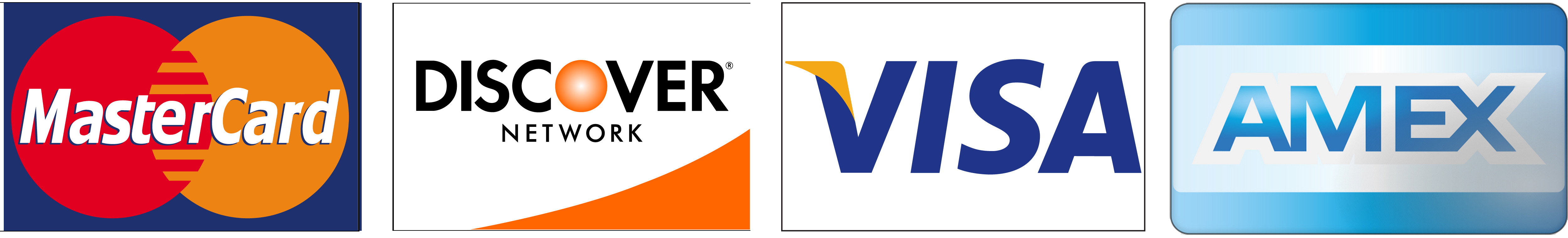 MasterCard, Discover, Visa, Amex Logos